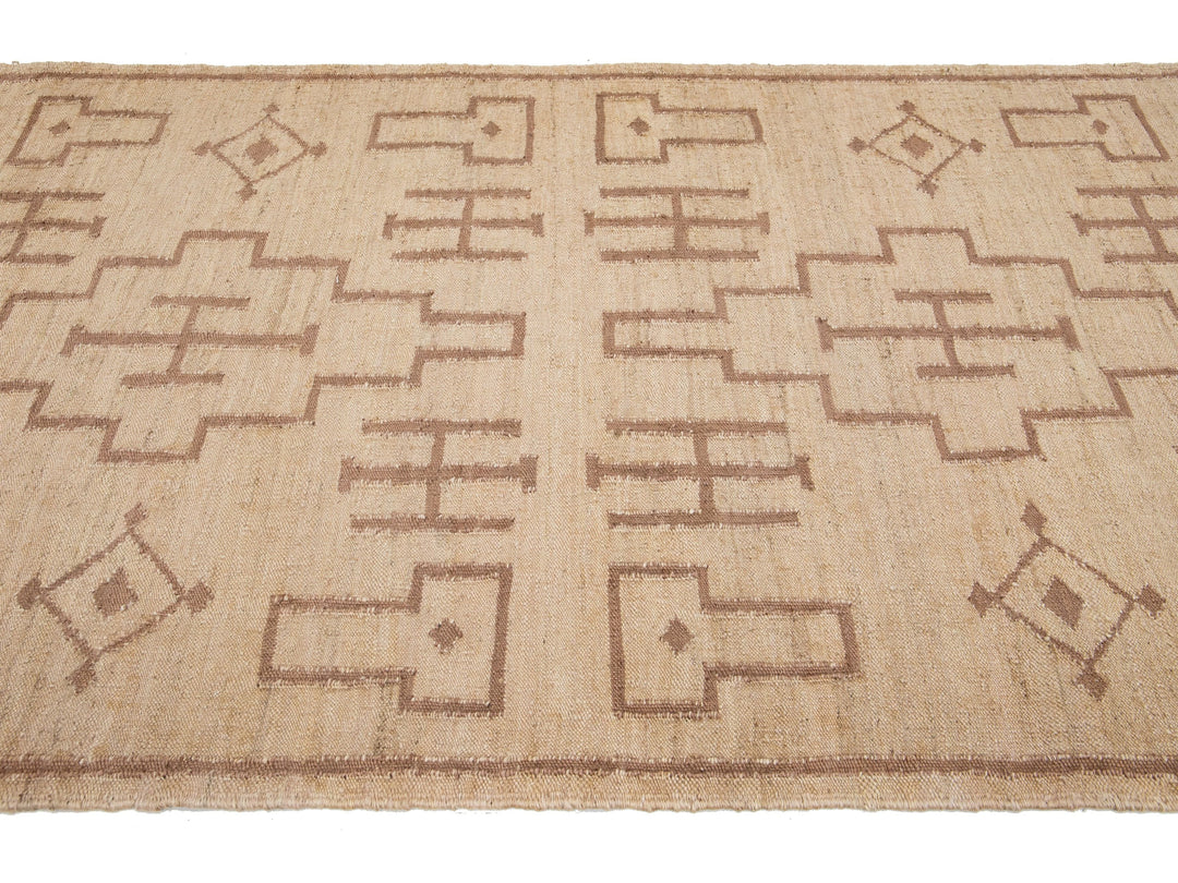 Modern Dhurrie Natural Jute Rug 5 X 8