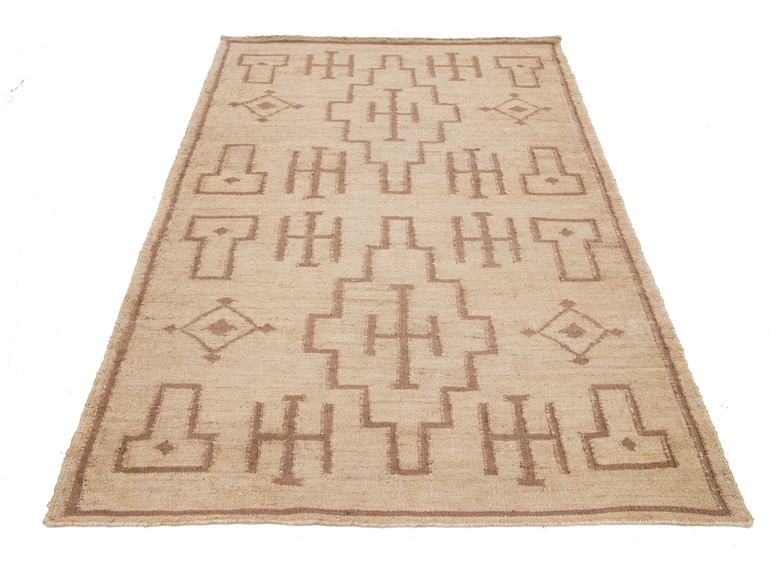 Modern Dhurrie Natural Jute Rug 5 X 8
