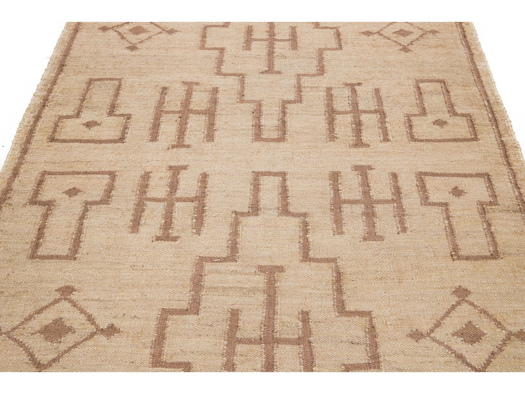 Modern Dhurrie Natural Jute Rug 5 X 8