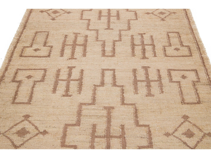 Modern Dhurrie Natural Jute Rug 5 X 8