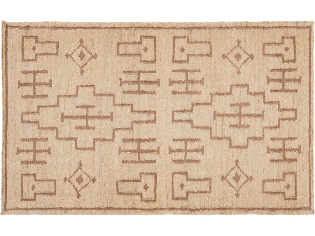 Modern Dhurrie Natural Jute Rug 5 X 8