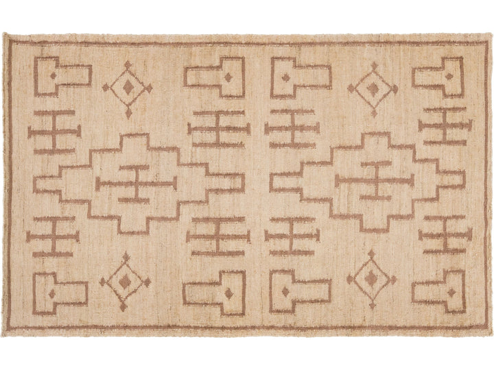Modern Dhurrie Natural Jute Rug 5 X 8