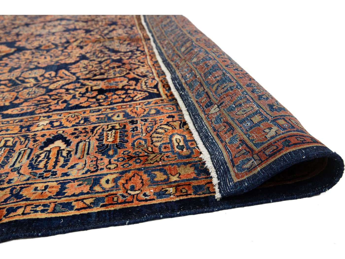 Antique Sarouk Wool Rug 9 X 12