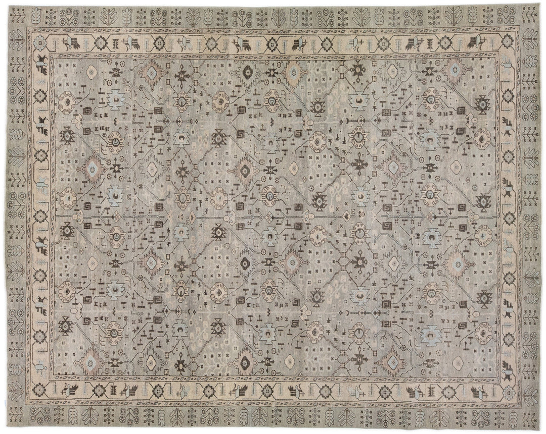 Modern Khotan Wool Rug 12 X 15