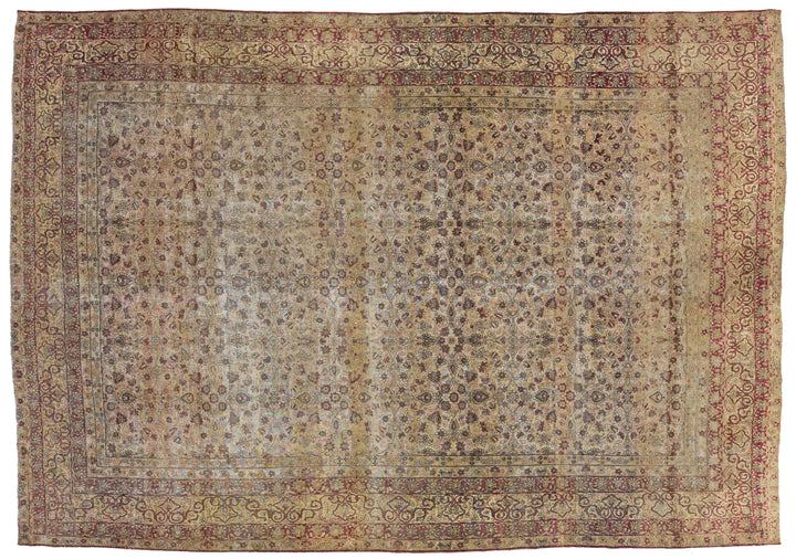 Antique Kerman Wool Rug  10 X 15