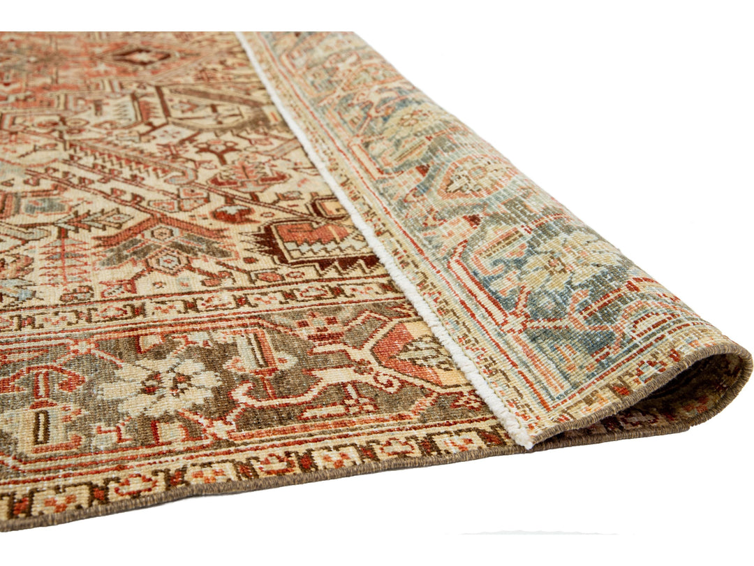 Antique Heriz Wool Rug 9 X 11