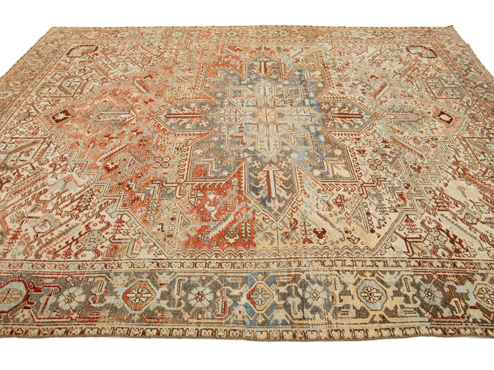 Antique Heriz Wool Rug 9 X 11