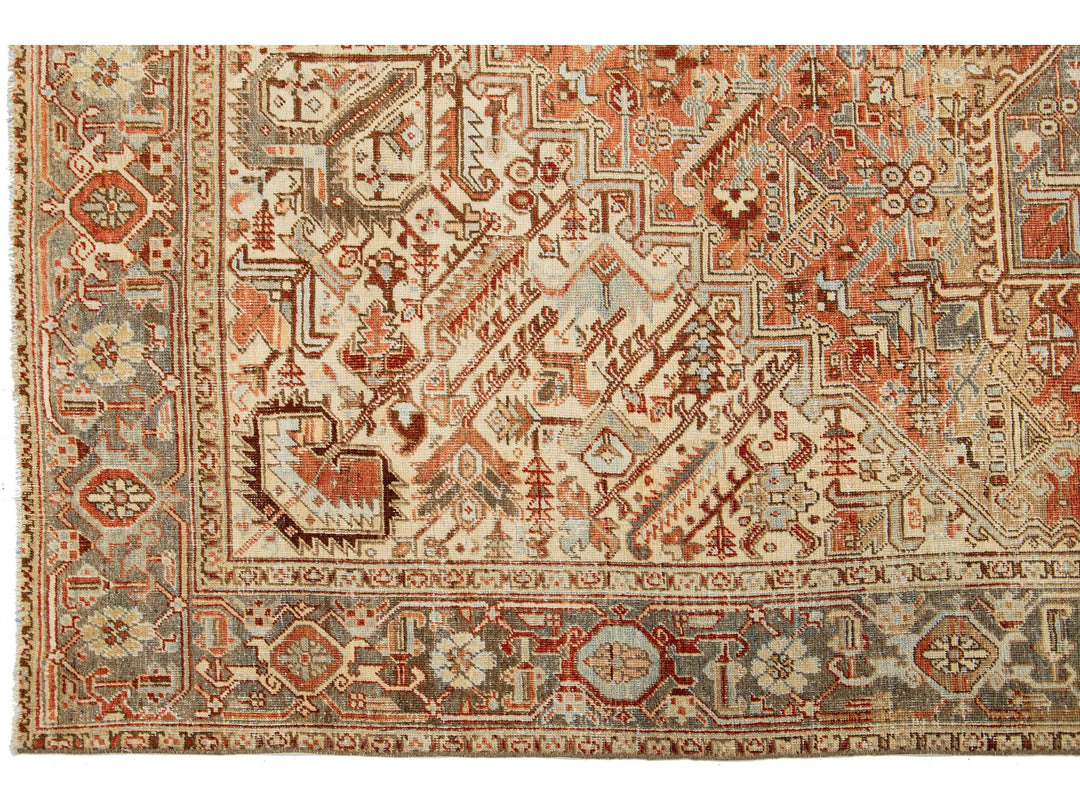 Antique Heriz Wool Rug 9 X 11