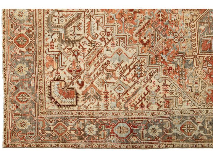 Antique Heriz Wool Rug 9 X 11