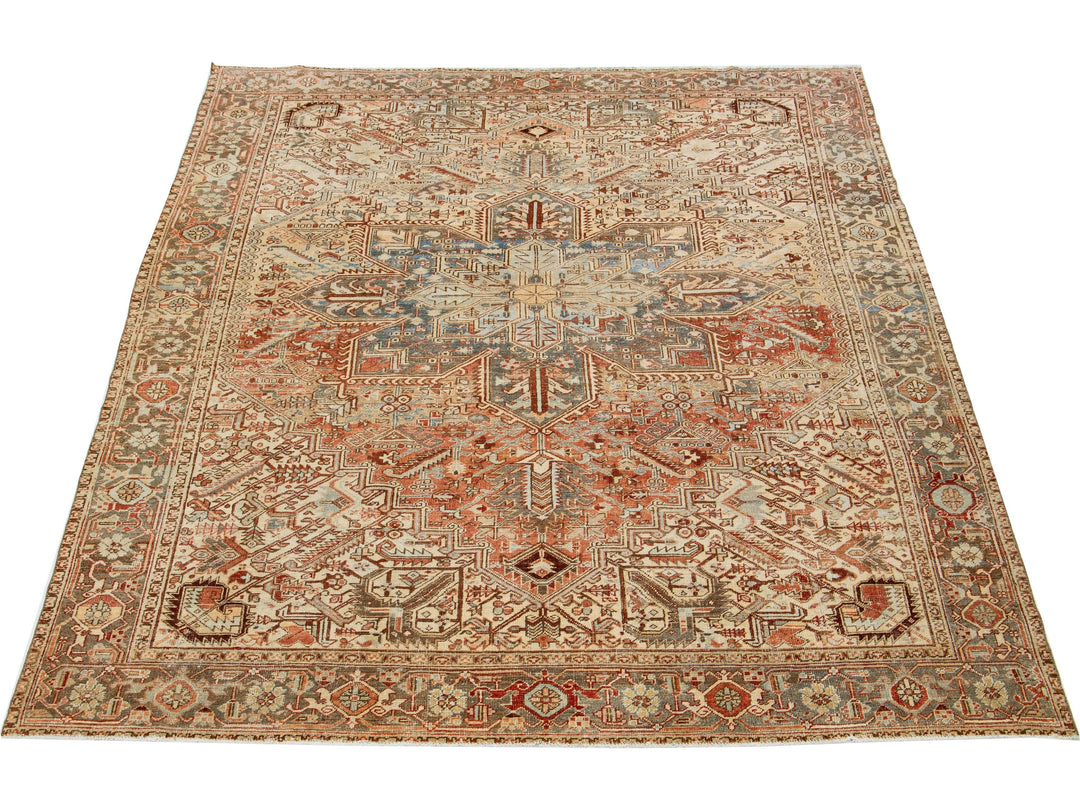 Antique Heriz Wool Rug 9 X 11