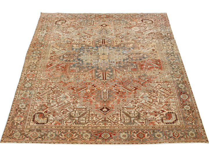 Antique Heriz Wool Rug 9 X 11