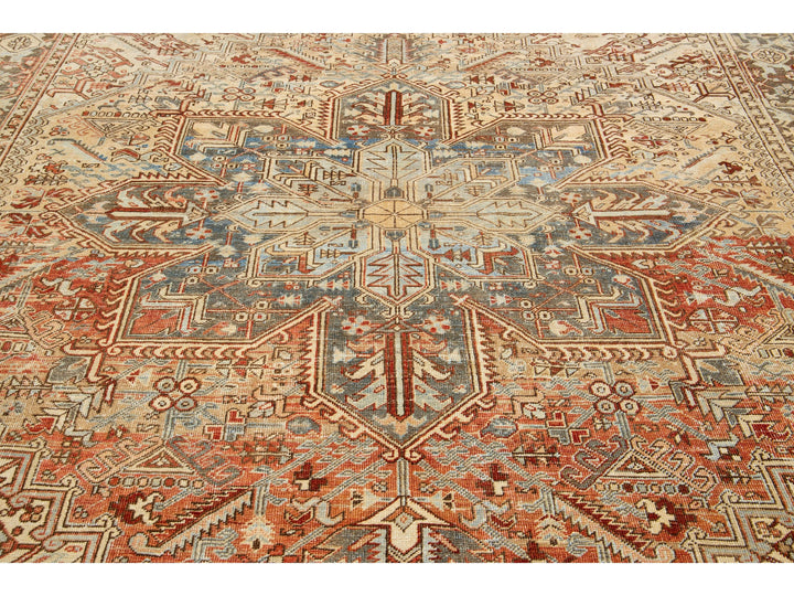 Antique Heriz Wool Rug 9 X 11