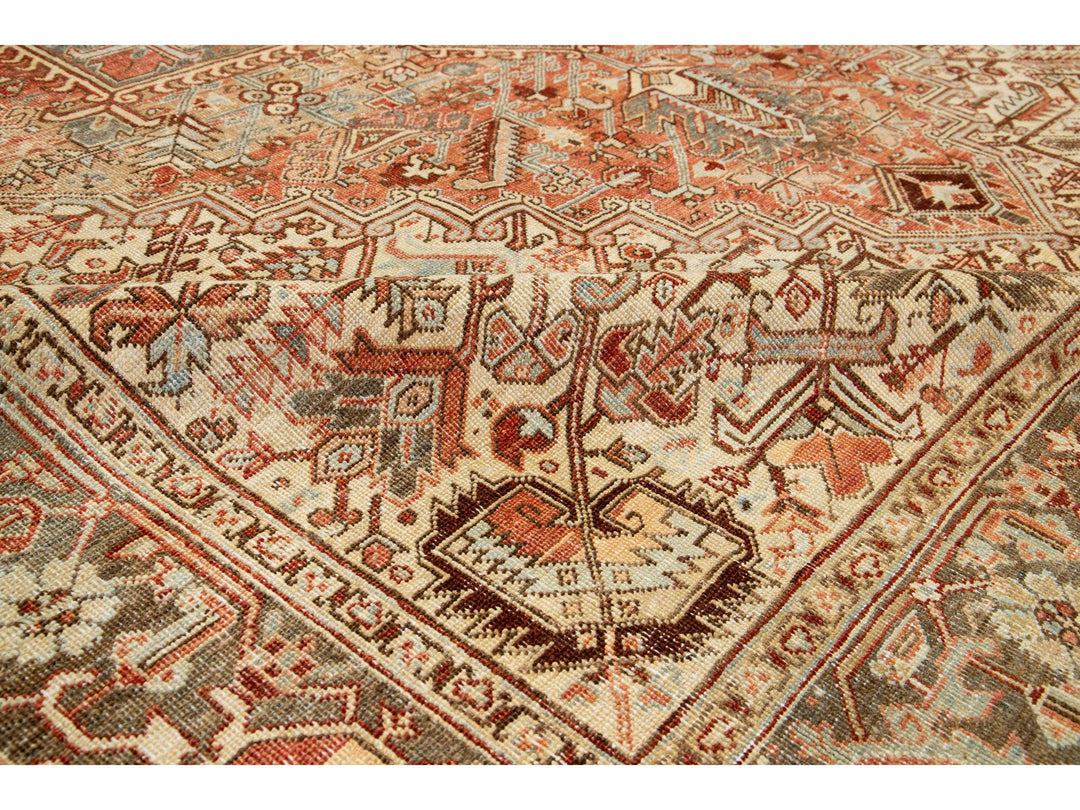 Antique Heriz Wool Rug 9 X 11