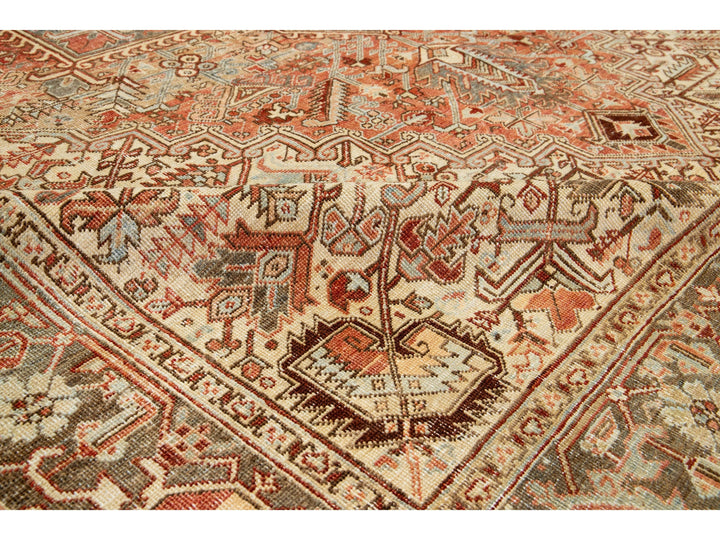 Antique Heriz Wool Rug 9 X 11