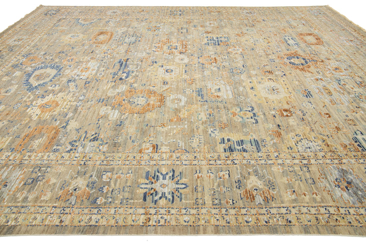 Modern Artisan Indian Wool and Silk Rug 12 X 15