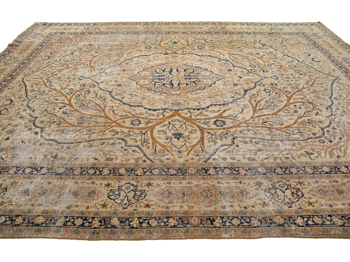 Antique Tabriz Wool Rug 9 X 13