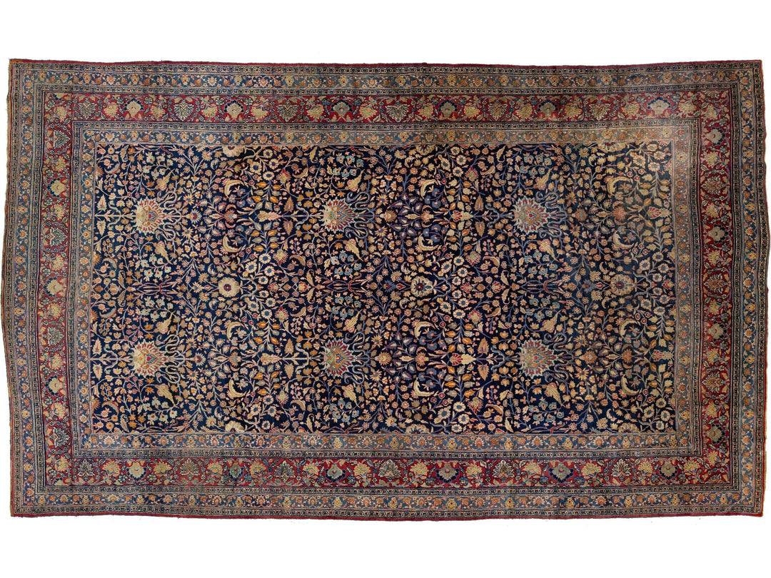 Antique Mashad Persian Wool Rug 11 X 18