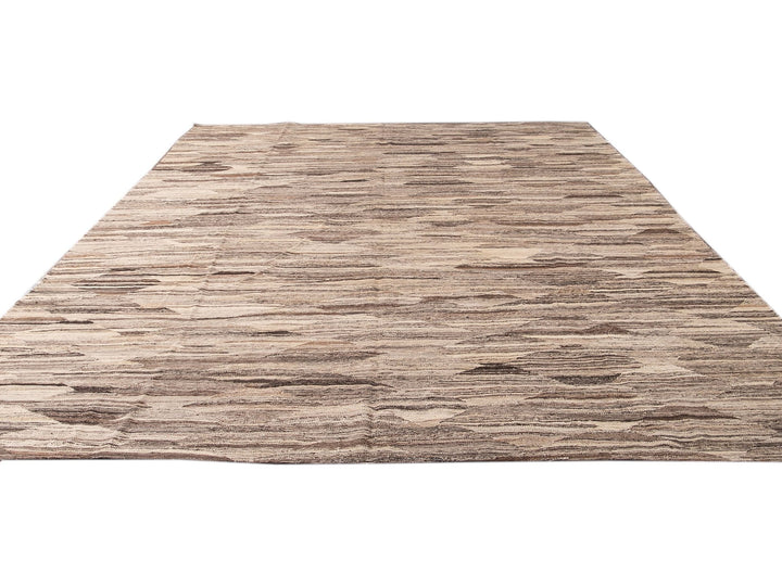 Modern Abstract Kilim Flatweave Beige Oversize Wool Rug