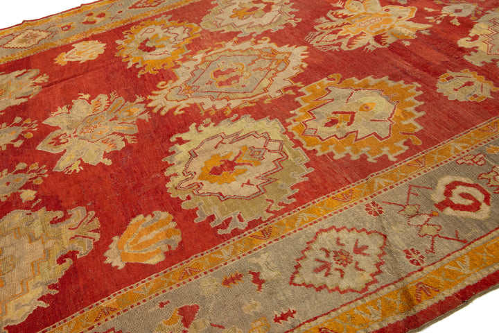 Antique Turkish Oushak Wool Rug 10 X 13