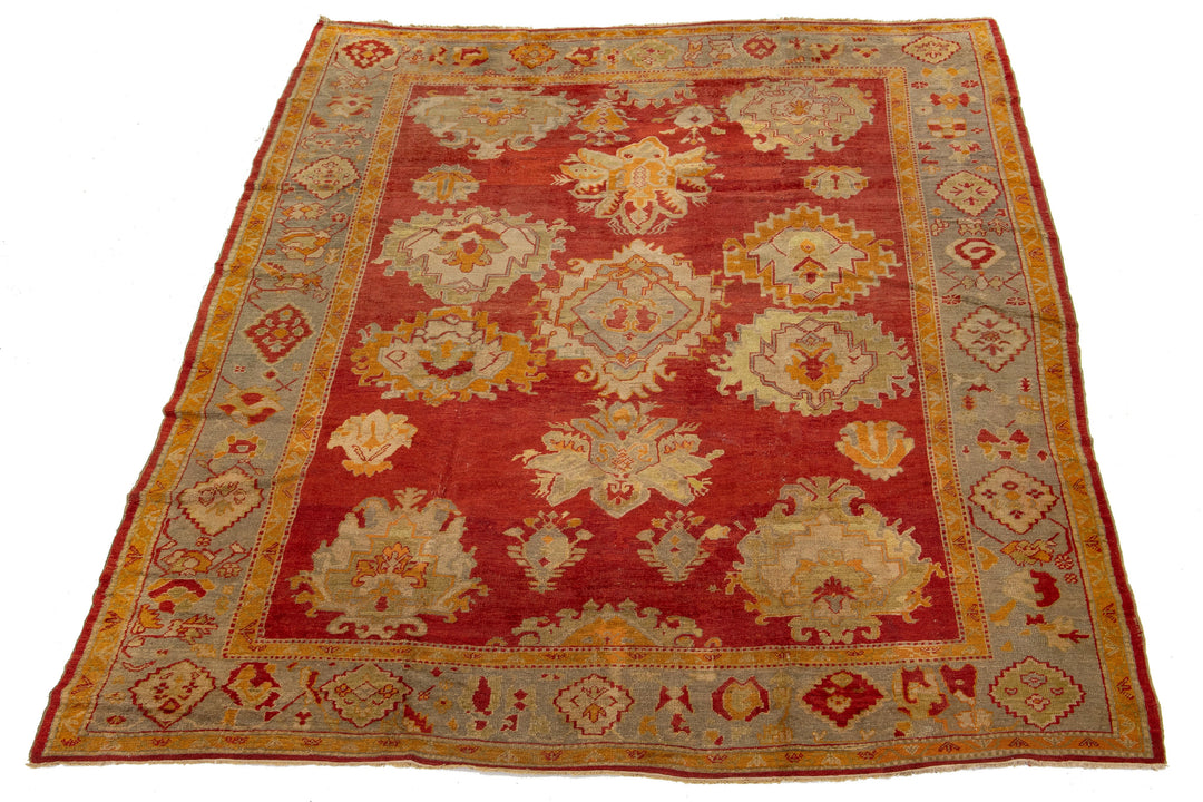 Antique Turkish Oushak Wool Rug 10 X 13