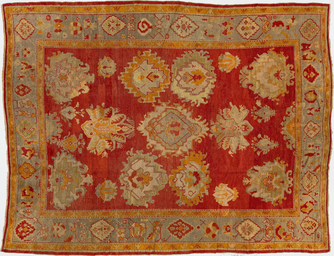 Antique Turkish Oushak Wool Rug 10 X 13