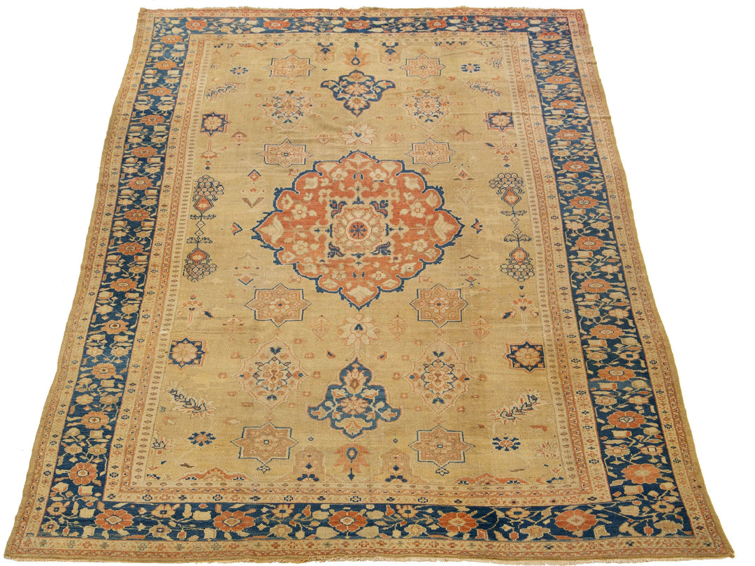 Antique Sultanabad Wool Rug 9 X 14
