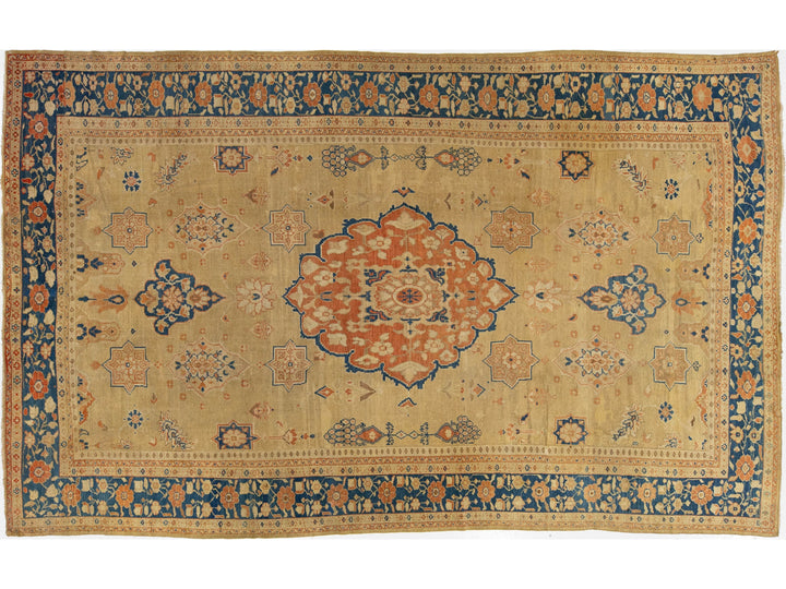 Antique Sultanabad Wool Rug 9 X 14