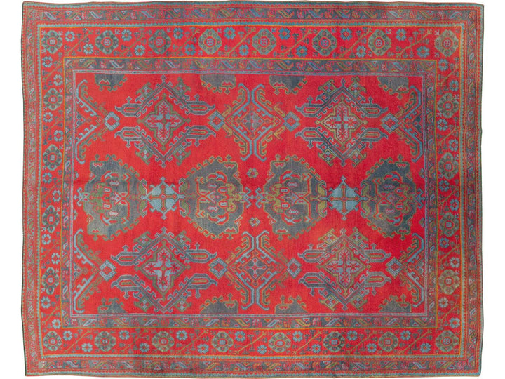 Antique Turkish Oushak Wool Rug 10 X 12