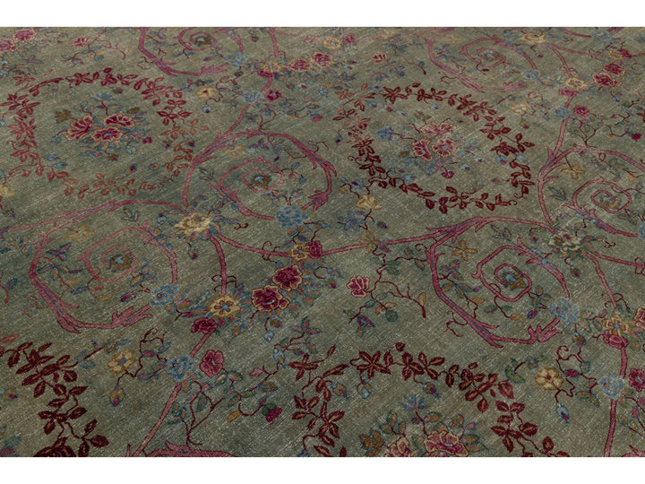 Antique Indian Agra Wool Rug 13 X 15
