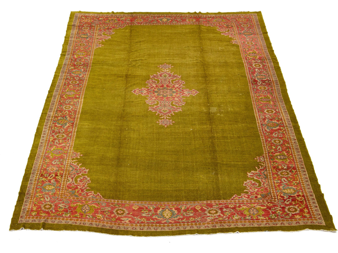Antique Persian Mahal Wool Rug 12 X 18