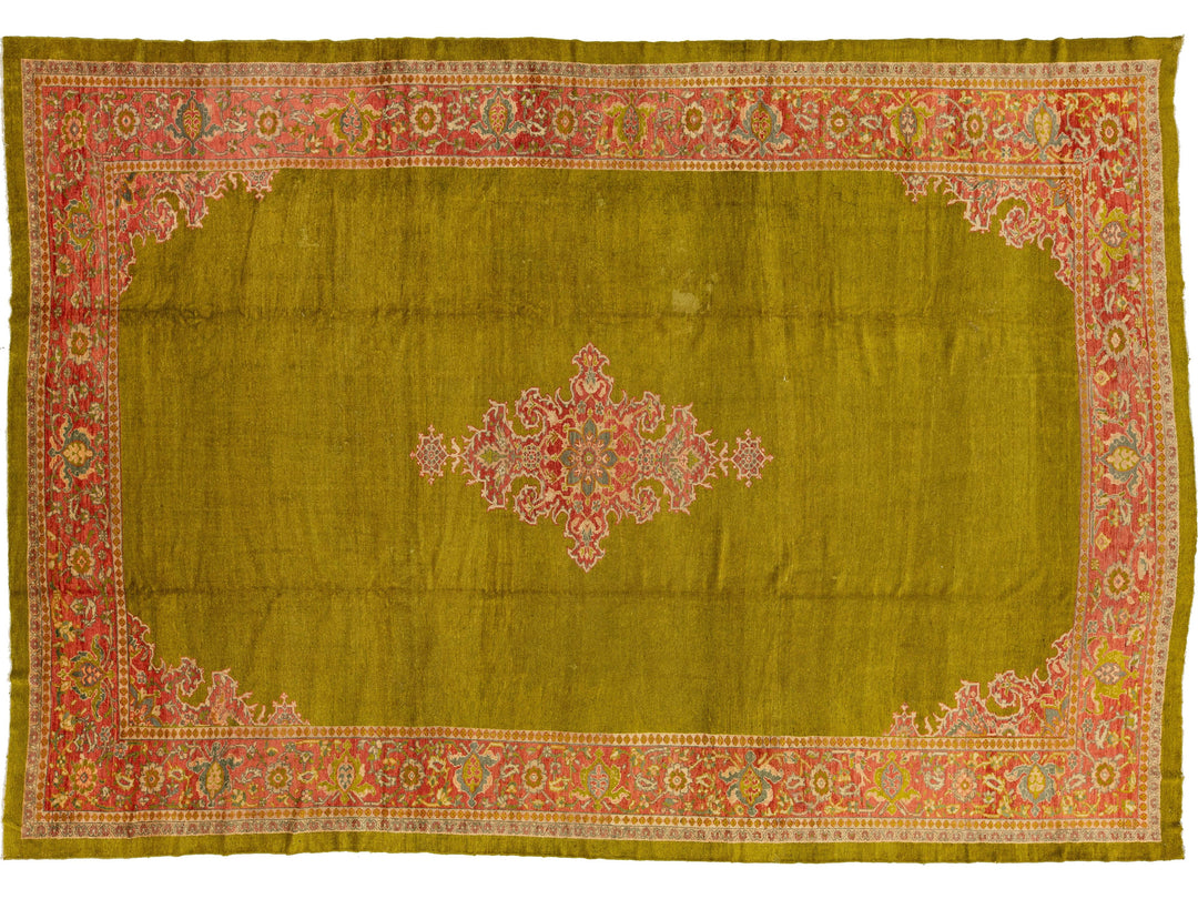 Antique Persian Mahal Wool Rug 12 X 18
