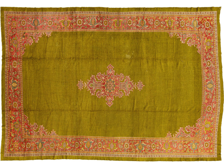 Antique Persian Mahal Wool Rug 12 X 18
