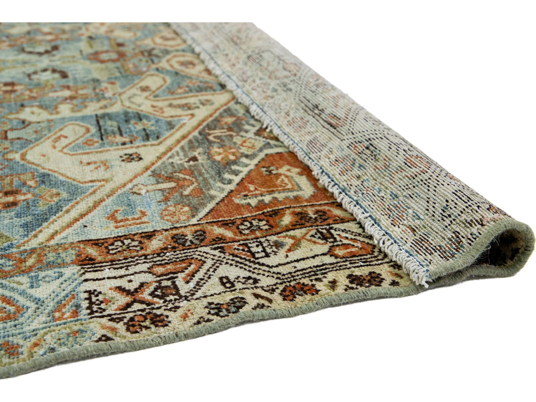 Antique Hamadan Wool Wide Runner 5 X 16