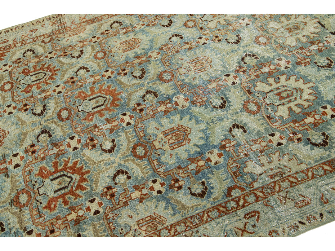 Antique Hamadan Wool Wide Runner 5 X 16