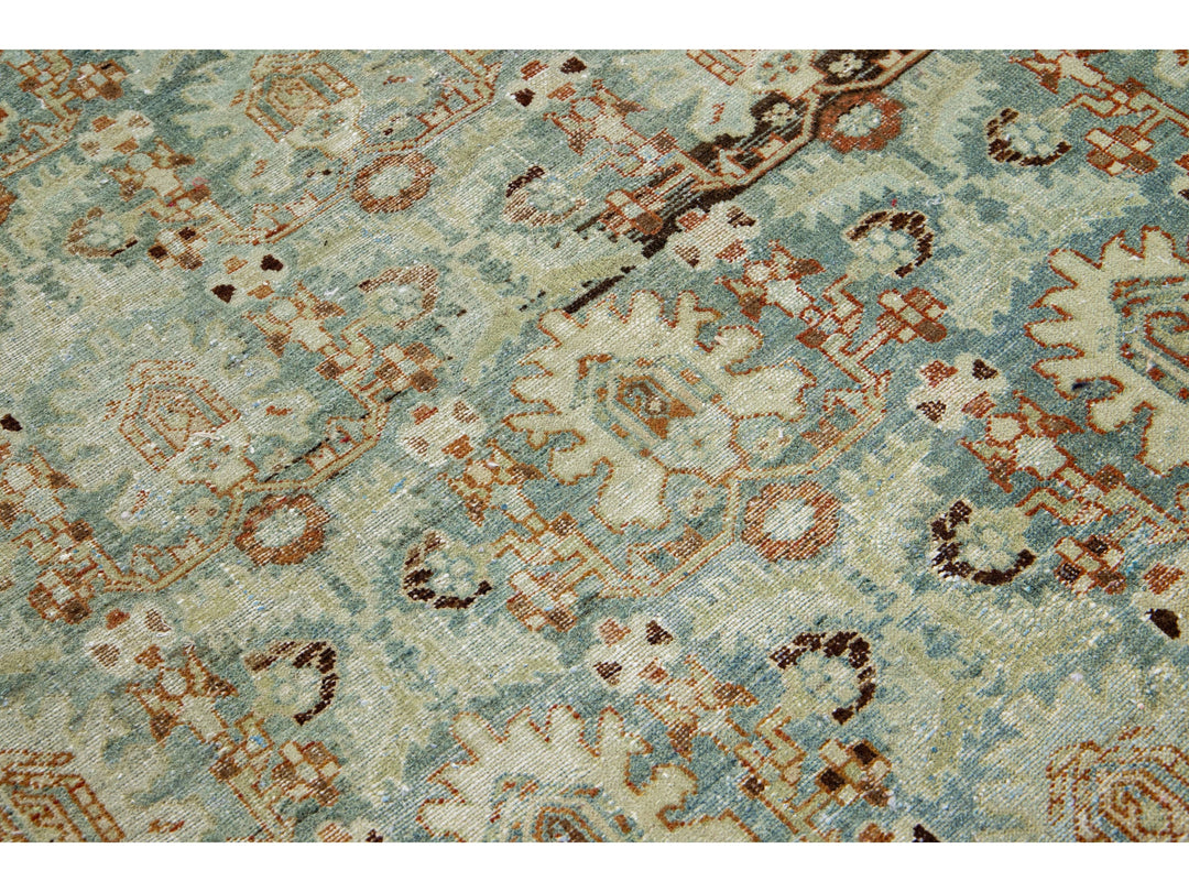 Antique Hamadan Wool Wide Runner 5 X 16