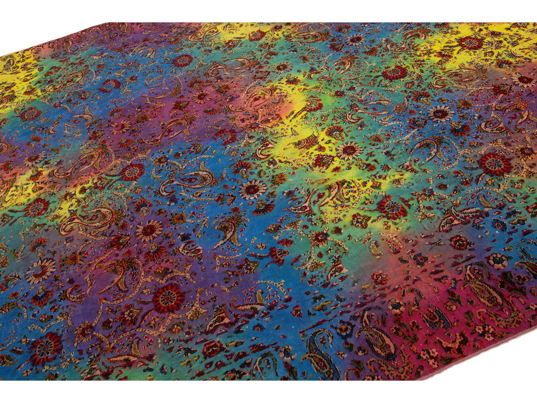 Antique Overdyed Wool Rug 7 X 10