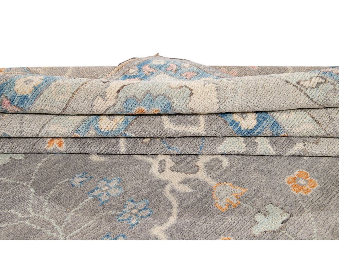 Modern Oushak Wool Rug 13 X 15