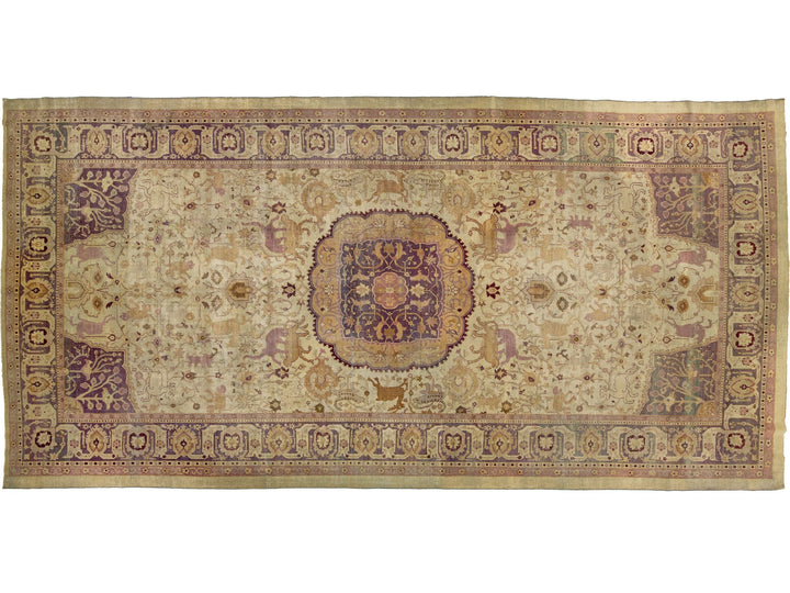 Antique Agra Wool Rug 10 X 21