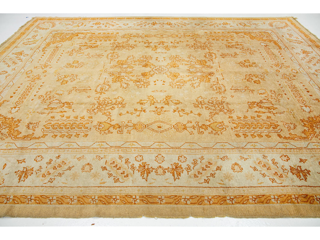Antique Turkish Oushak Wool Rug 9 X 13