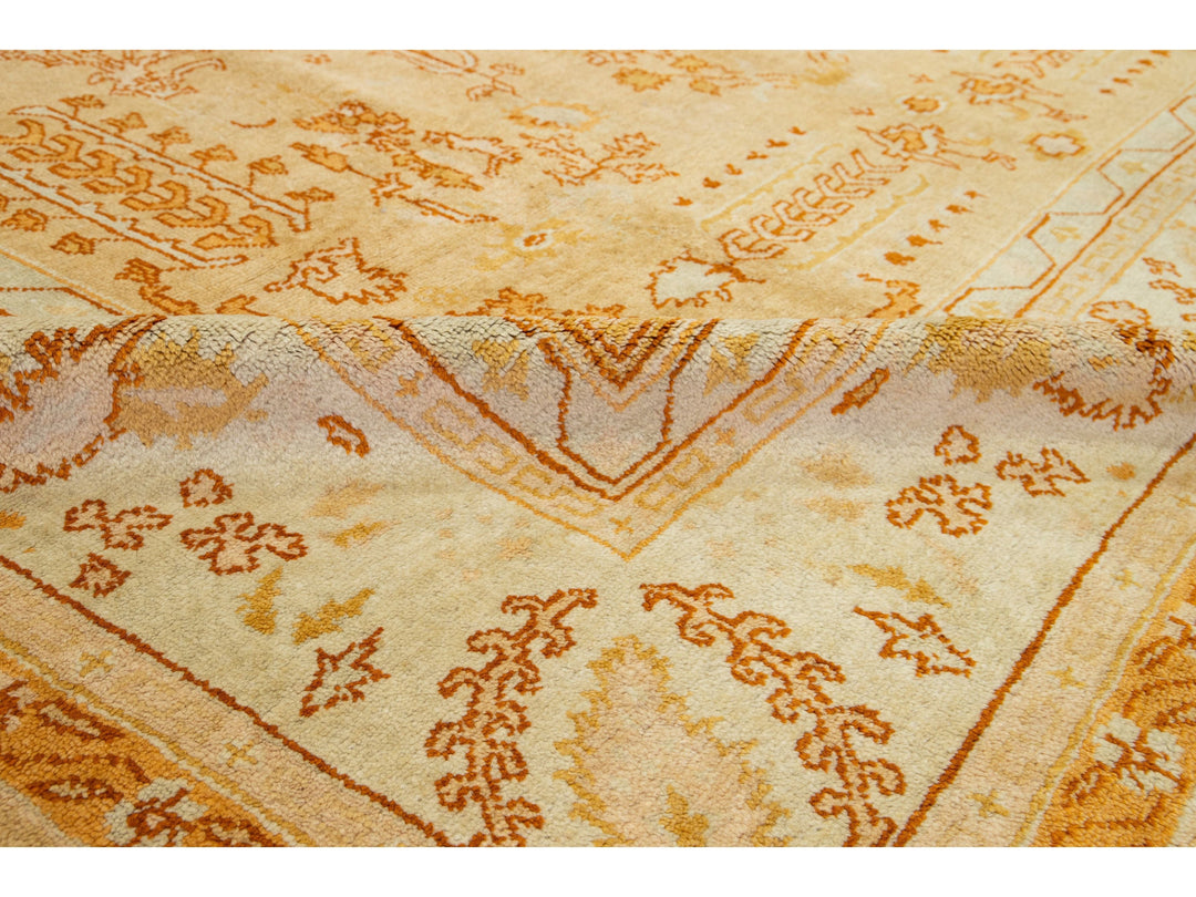 Antique Turkish Oushak Wool Rug 9 X 13
