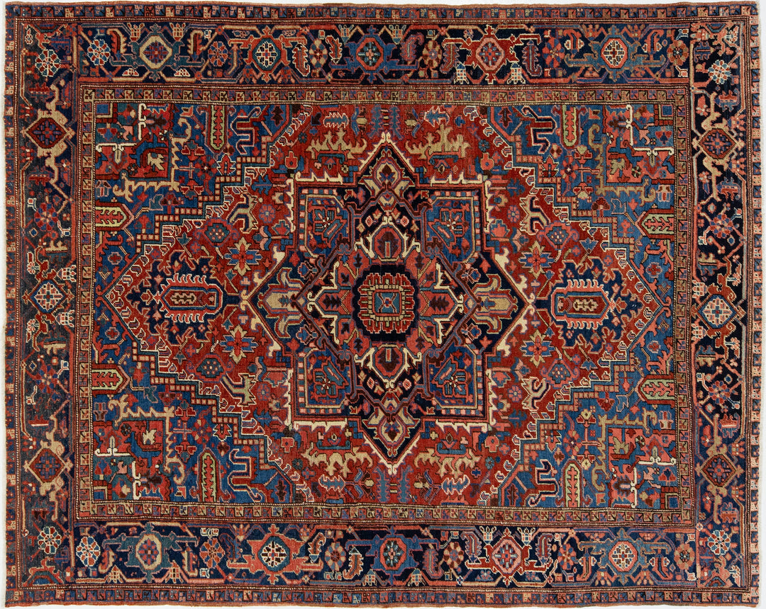 Antique Heriz Wool Rug 7 X 9
