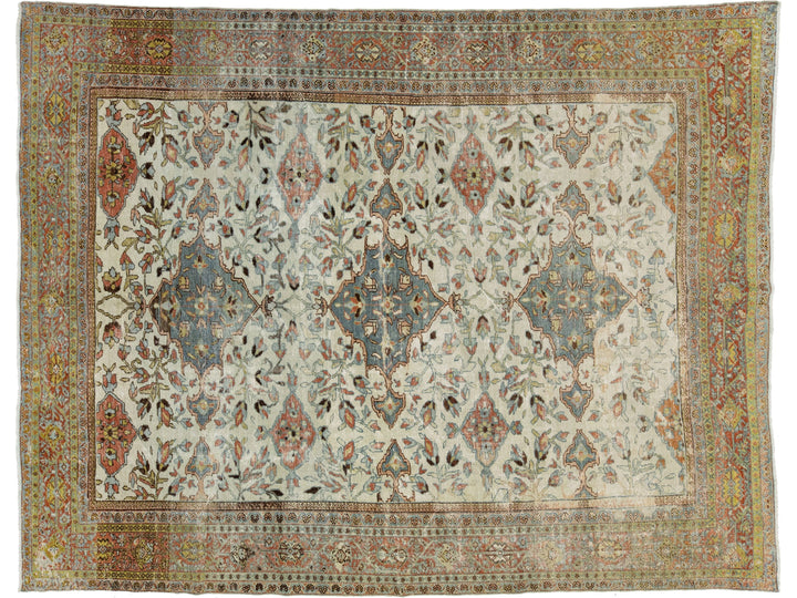 Antique Mahal Wool Rug 9 X 12