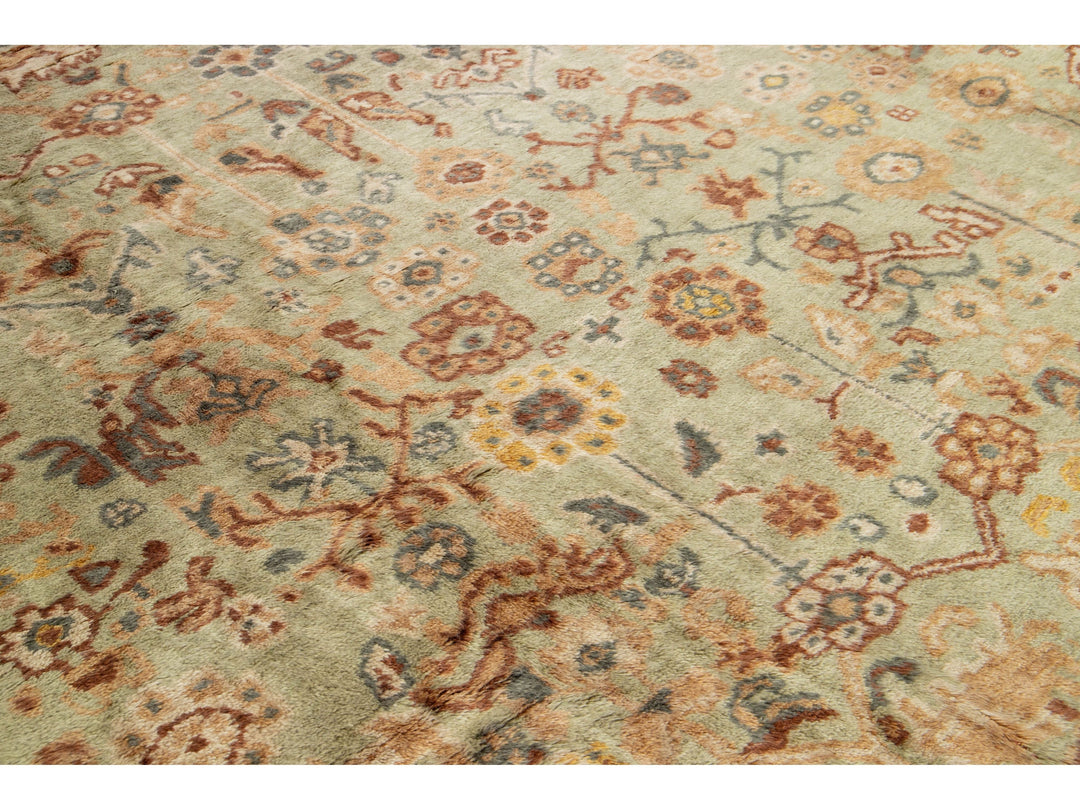 Antique Turkish Oushak Wool Rug 13 X 18