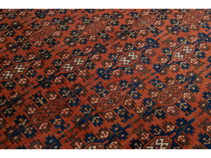 Antique Yamoud Wool Rug 7 X 14