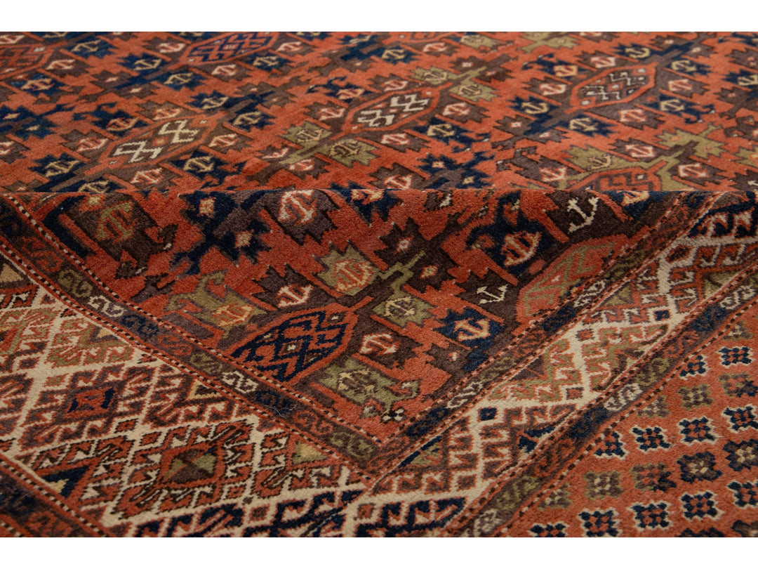 Antique Yamoud Wool Rug 7 X 14