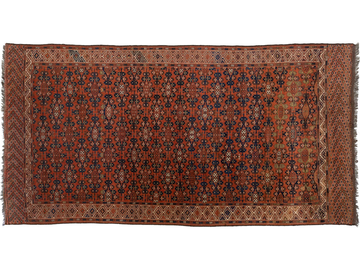 Antique Yamoud Wool Rug 7 X 14