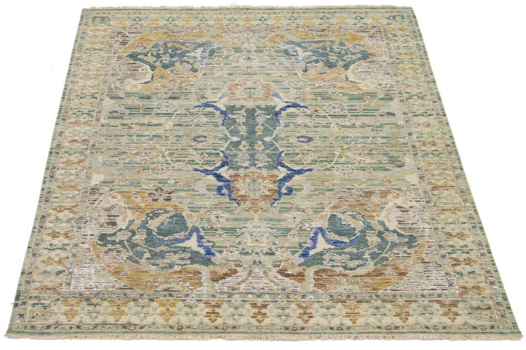 Modern Indian Wool and Silk Rug 8 X 10