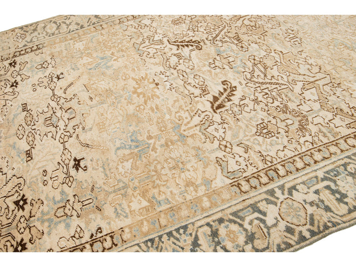 Antique Heriz Wool Rug 7 X 9