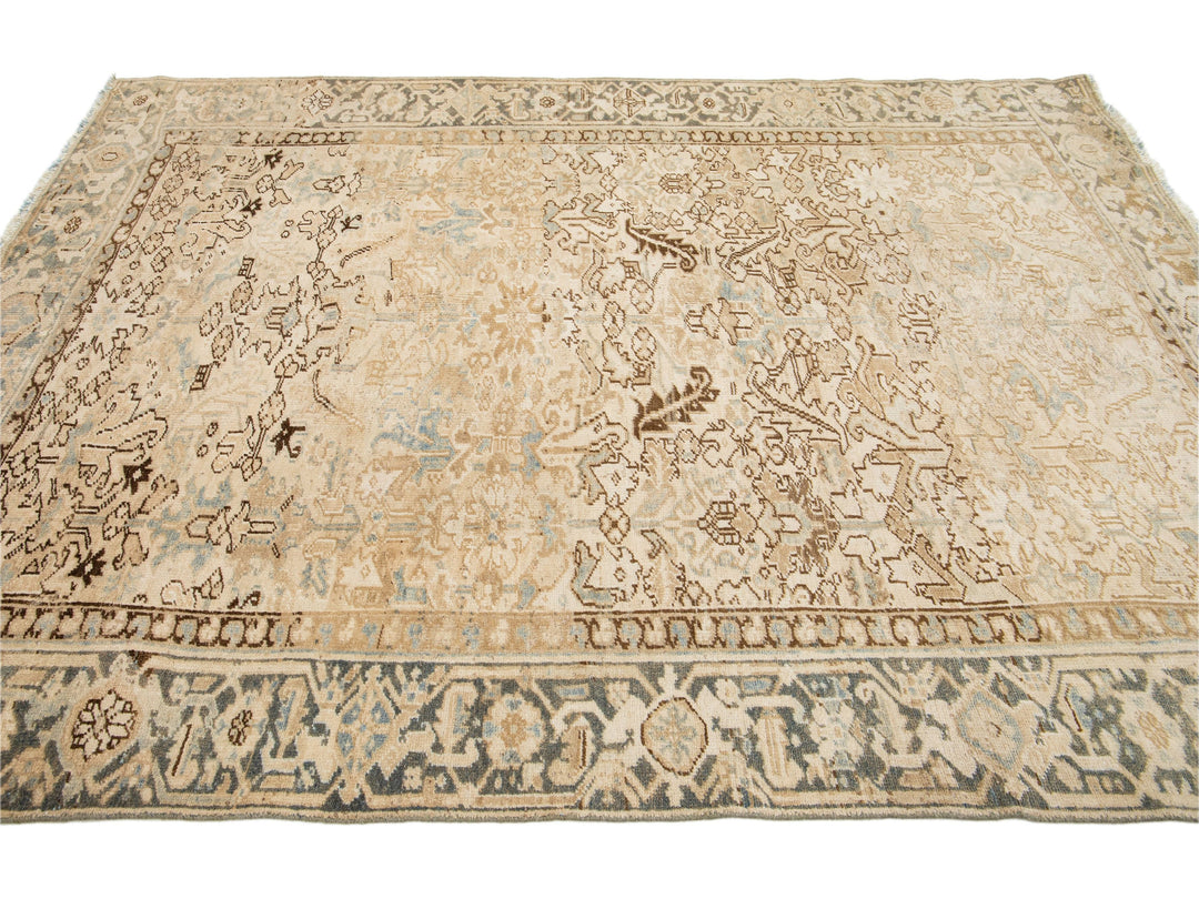 Antique Heriz Wool Rug 7 X 9
