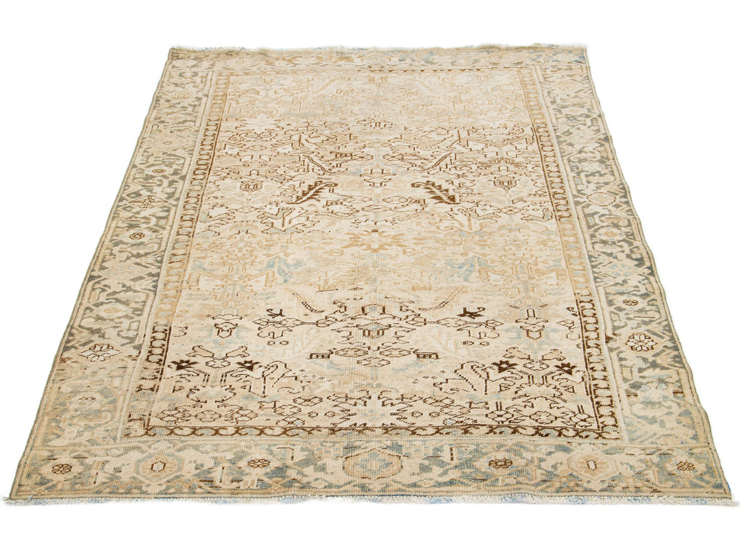 Antique Heriz Wool Rug 7 X 9